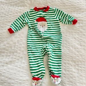 3 for $20 CARTER'S Striped Sant Christmas Footie Zipper Sleeper Sz 6m